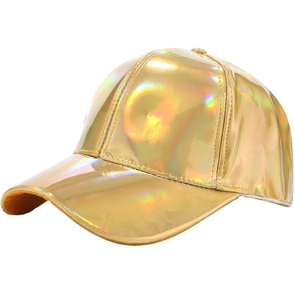 Women's Gold Fashion Baseball Cap Adjustable Strap Back Visor Sports Hat - Picture 1 of 7